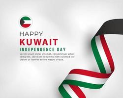 feliz día de la independencia de kuwait 25 de febrero celebración vector diseño ilustración. plantilla para poster, pancarta, publicidad, tarjeta de felicitación o elemento de diseño de impresión