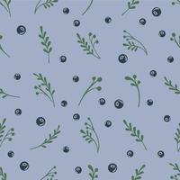 Berry and herbs  vector seamless pattern. Plant background. Hand drawn vector illustration for paper, textile, design.