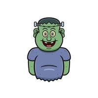 Cartoon Mascot Of Cute Frankenstein Man. vector