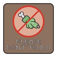 Cartoon Mascot Of Frankenstein Hands With Dont Touch Signboard. vector