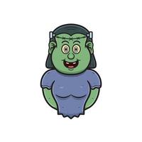 Cartoon Mascot Of Cute Frankenstein Girls. vector