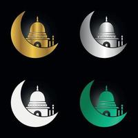 recurso del festival islámico con lámpara de mezquita y vector de luna