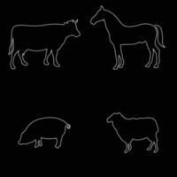 Silhouettes of farm animals vector