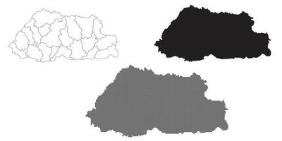 Bután mapa aislado sobre un fondo blanco. vector