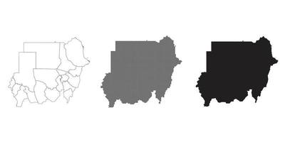 Mapa de Sudán aislado en un fondo blanco. vector