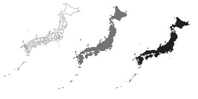 mapa de japón aislado en un fondo blanco. vector
