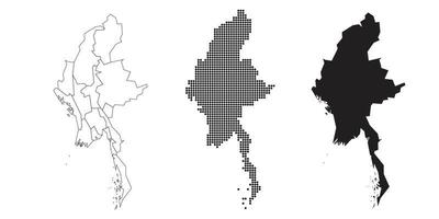 mapa de myanmar aislado en un fondo blanco. vector