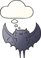 cartoon bat and thought bubble in smooth gradient style vector