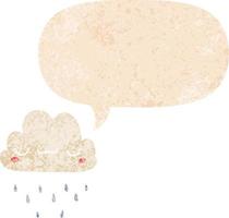 cartoon storm cloud and speech bubble in retro textured style vector