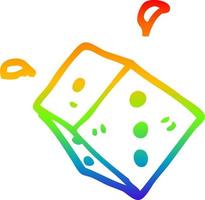 rainbow gradient line drawing cartoon rolling dice vector