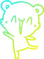 cold gradient line drawing happy bear cartoon vector