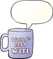 worlds best wife mug and speech bubble in smooth gradient style vector