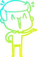cold gradient line drawing cartoon excited man vector