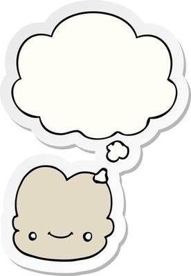 cartoon cloud and thought bubble as a printed sticker