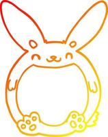 warm gradient line drawing cartoon rabbit vector