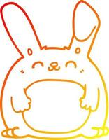 warm gradient line drawing cartoon rabbit vector