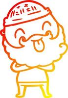 warm gradient line drawing man with beard sticking out tongue vector