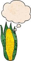 cartoon corn and thought bubble in grunge texture pattern style vector