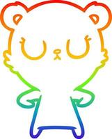 rainbow gradient line drawing peaceful cartoon bear cub vector