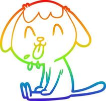 rainbow gradient line drawing cute cartoon dog vector