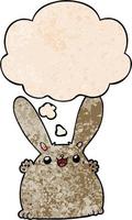 cartoon rabbit and thought bubble in grunge texture pattern style vector