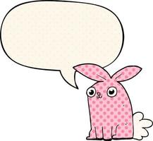 cartoon bunny rabbit and speech bubble in comic book style vector
