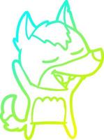 cold gradient line drawing cartoon wolf laughing vector