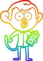 rainbow gradient line drawing cartoon shocked monkey vector