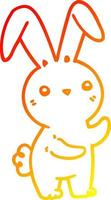 warm gradient line drawing cute cartoon rabbit vector