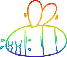 rainbow gradient line drawing cartoon crying bee vector