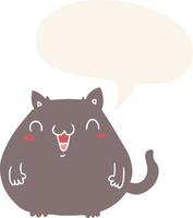 cartoon cat and speech bubble in retro style vector