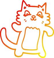 warm gradient line drawing cartoon dancing cat vector