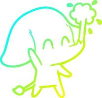 cold gradient line drawing cute cartoon elephant spouting water vector