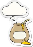 cartoon honey pot and thought bubble as a printed sticker