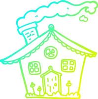 cold gradient line drawing cartoon house vector