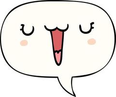 cute happy cartoon face and speech bubble vector