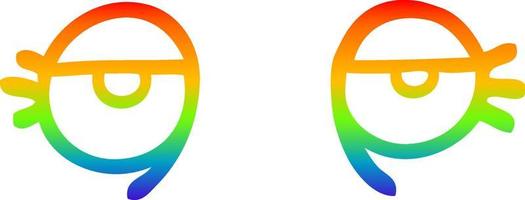 rainbow gradient line drawing cartoon tired eyes vector