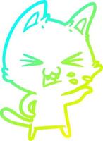 cold gradient line drawing cartoon cat hissing vector