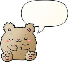 cute cartoon bear and speech bubble in smooth gradient style vector