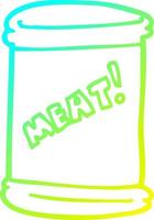 cold gradient line drawing cartoon can of meat vector