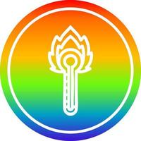 flaming thermometer circular in rainbow spectrum vector