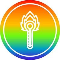 flaming thermometer circular in rainbow spectrum vector