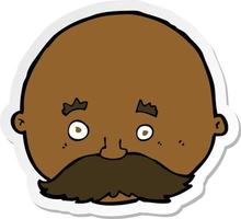 sticker of a cartoon bald man with mustache vector