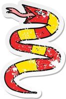 distressed sticker of a cartoon snake vector