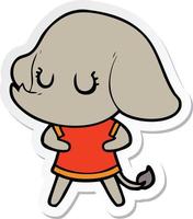 sticker of a cute cartoon elephant vector