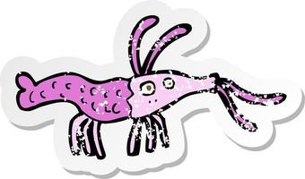 retro distressed sticker of a cartoon shrimp vector