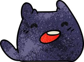 textured cartoon of a kawaii cat vector