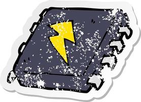 retro distressed sticker of a cartoon computer chip vector