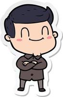 sticker of a cartoon friendly man vector