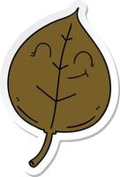 sticker of a quirky hand drawn cartoon happy leaf vector